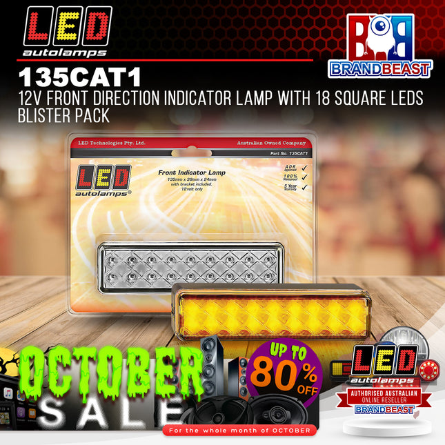 LED Autolamps 135CAT1 12V Front Direction Indicator Lamp 18 Square LEDs Blister