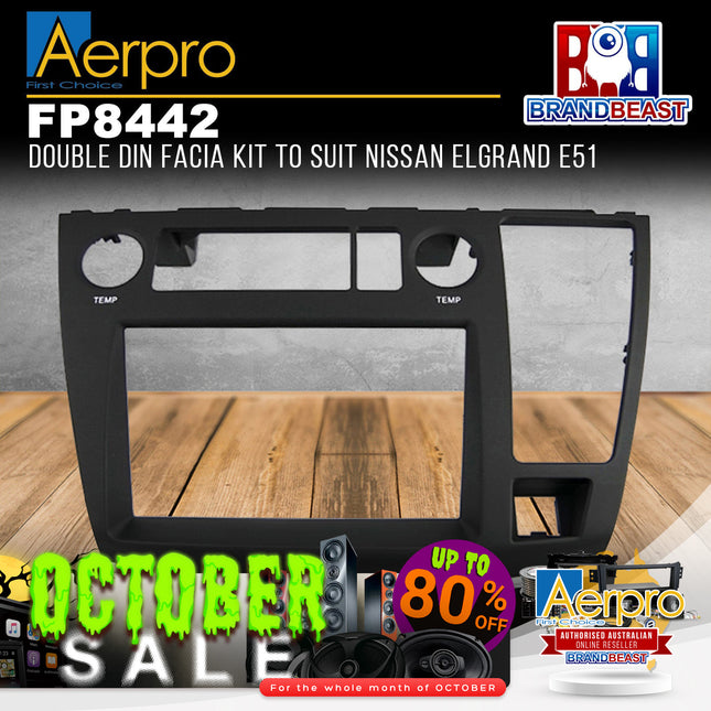 Aerpro FP8442 Double DIN Black Facia Kit Suit Nissan Elgrand 2004 - 2007