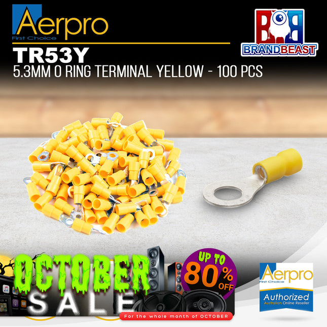Aerpro TR53Y Copper Sleeved Yellow O-Ring Terminal