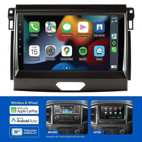 Aerpro AMAFO4 | 9" Multimedia Receiver Suit Ford Ranger 2018 - 2019