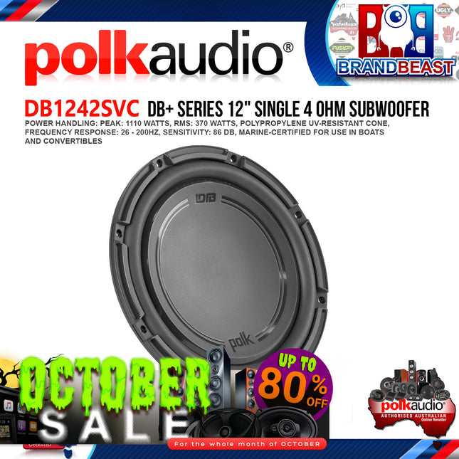 Polk Audio DB1242SVC DB+ Series 12" 1110W 4-Ohm Single Voice Coil Subwoofer with Marine Certification