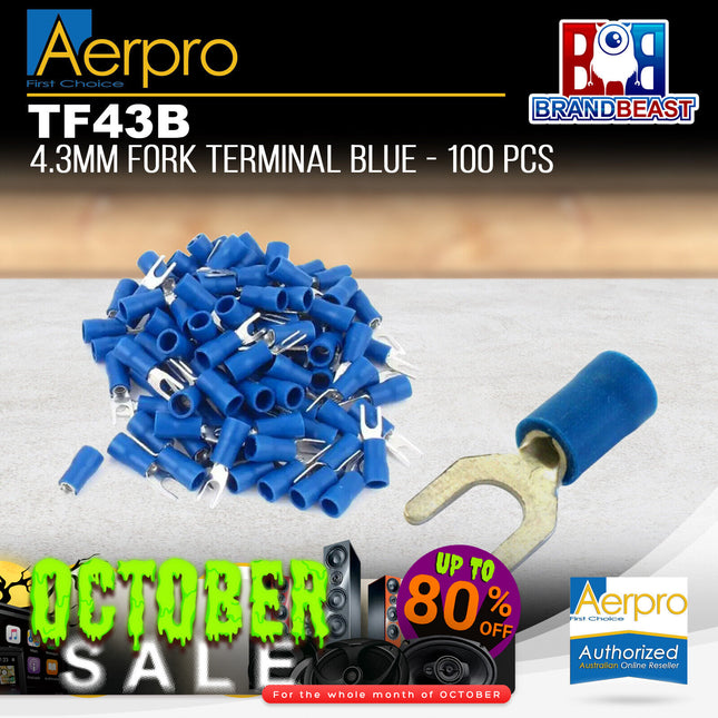 Aerpro TF43B 4.3mm Fork Terminals Blue