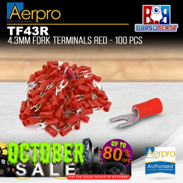 Aerpro TF43R 4.3mm Fork Terminals Red