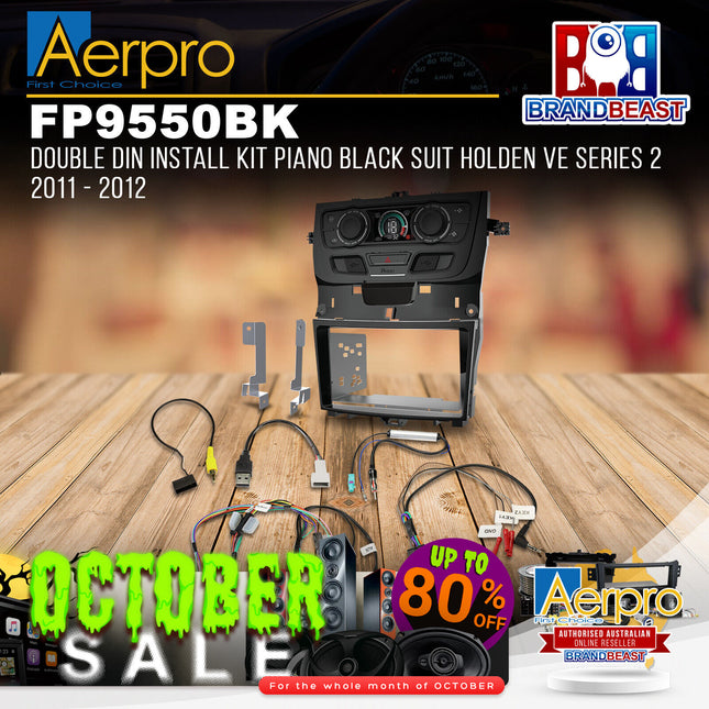 Aerpro FP9550BK Double DIN Install Kit Piano Black Suit Holden VE Series 2