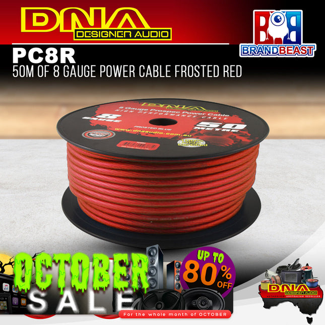 DNA PC8R 8 Gauge Power Cable Frosted Red - 50 Metres