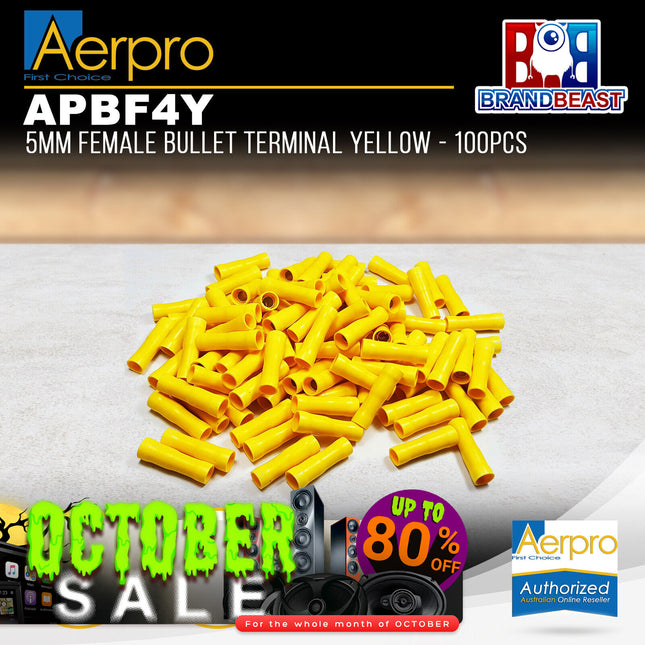 Aerpro APBF4Y 5mm Female Bullet Terminal Yellow - 100pcs