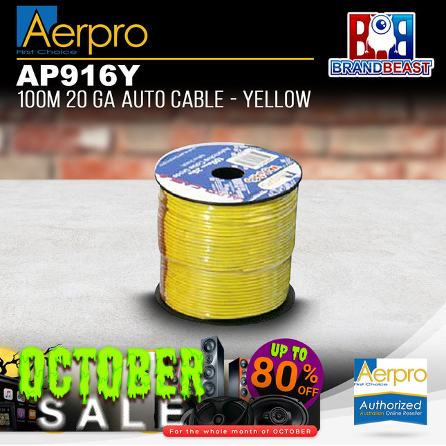 Aerpro AP916Y 20 Gauge 100m Auto Cable - Yellow