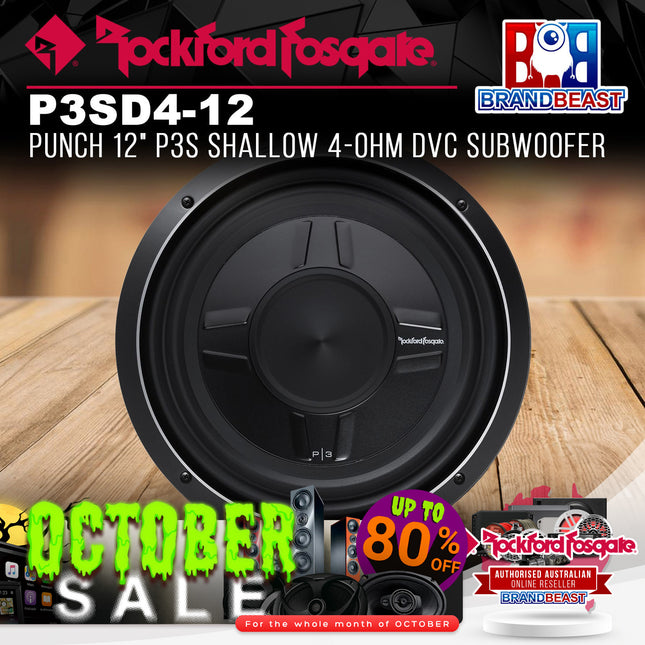 Rockford Fosgate P3SD4-12 Punch 12" P3S Shallow 4-Ohm DVC Subwoofer