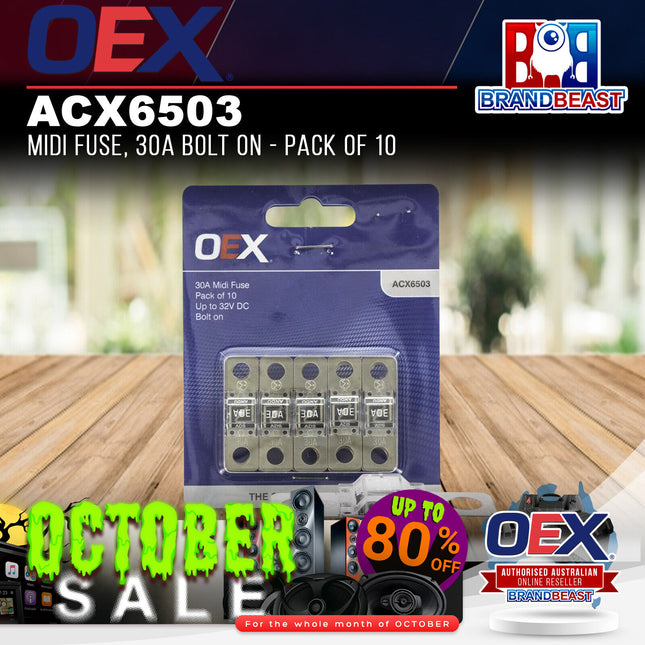OEX ACX6503 Midi Fuse, 30A Bolt On - Pack of 10
