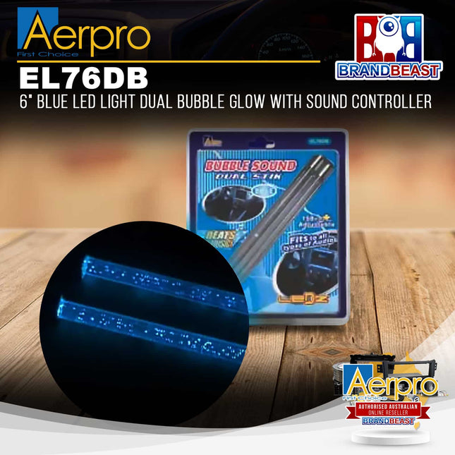 Aerpro EL76DB 6" Blue LED Light Dual Bubble Glow with Sound Controller