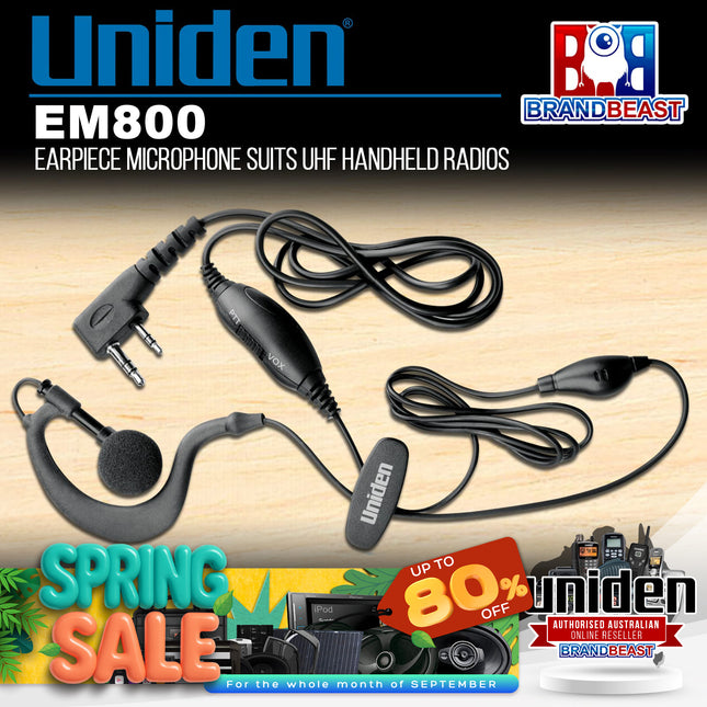 Uniden EM800 Handheld Radio Earpiece Microphone Suit UH810S/UH820S/UH835S/UH850S