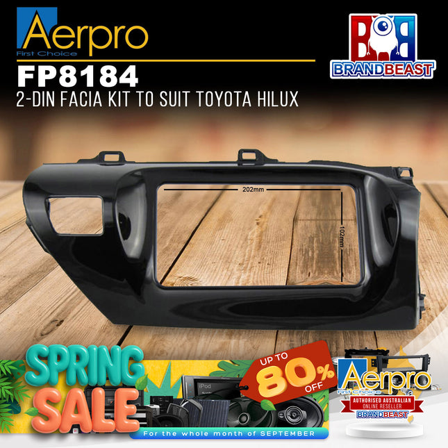 Aerpro FP8184 Double DIN Gloss Black Facia Kit Suit Toyota Hilux 2015 - 2020