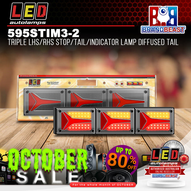 LED Autolamps 595STIM3-2 Triple LHS/RHS Stop/Tail/Indicator Lamp Diffused Tail