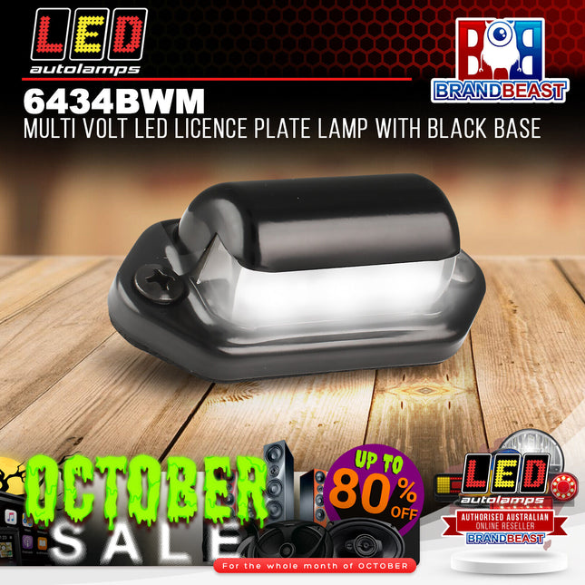 LED Autolamps 6434BWM Multi Volt LED Licence Plate Lamp With Black Base