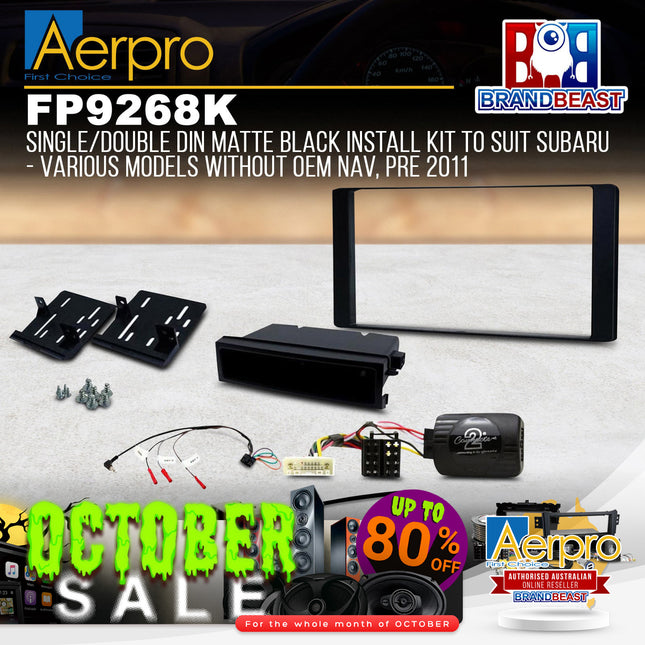Aerpro FP9268K Single/Double DIN Matte Black Install Kit Suit Subaru Various Models