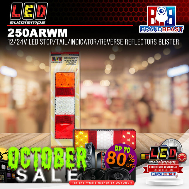 LED Autolamps 250ARWM 12/24V LED Stop/Tail/Indicator/Reverse Reflectors Blister