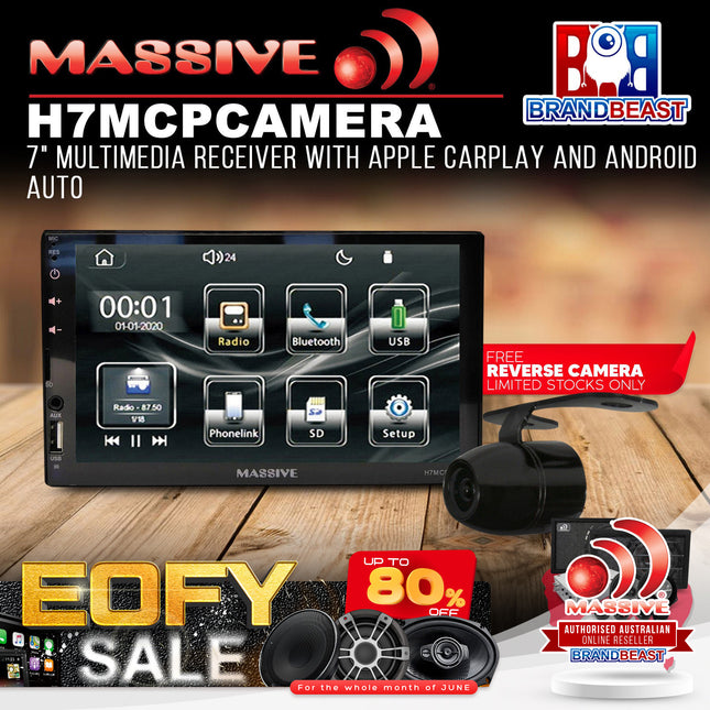 Massive Audio H7MCP 6.75" Video Head Unit CarPlay/Android/MP5/Bluetooth/Camera