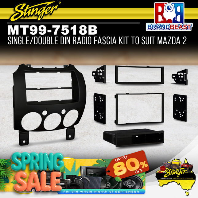 Metra MT99-7518B Single/Double DIN Radio Fascia Kit To Suit Mazda 2 2007-2015