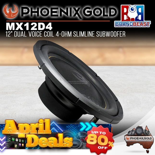 Phoenix Gold MX12D4 12” Dual Voice Coil 4-Ohm Slimline Subwoofer