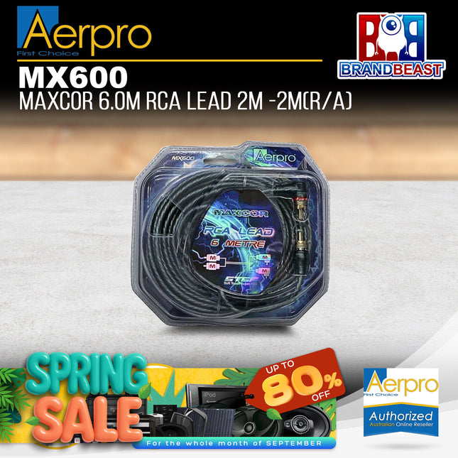 Aerpro MX600 6m 2 Male to 2 Male RCA Lead R/A