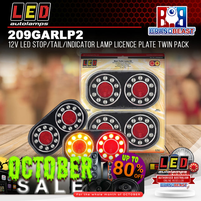 LED Autolamps 209GARLP2 12V LED Stop/Tail/Indicator Lamp Licence Plate Twin Pack