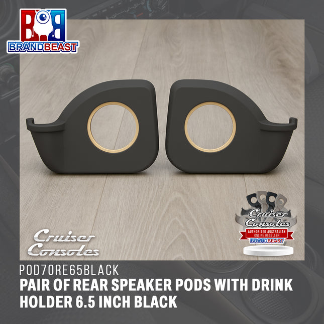 Cruiser Consoles Pair of Rear Speaker Pods 6.5 Inch Black | POD70RE65BLACK