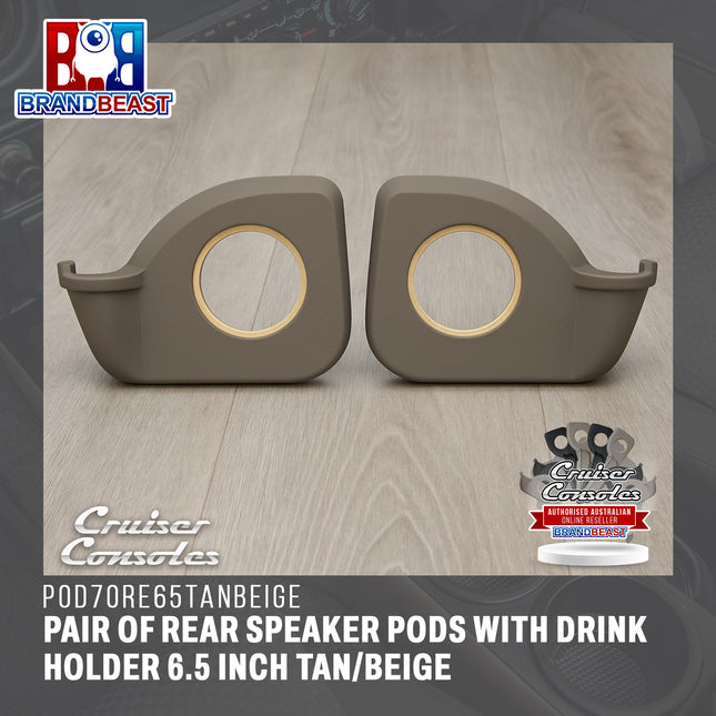 Cruiser Consoles Pair of Rear Speaker Pods 6.5 Inch Tan/Beige | POD70RE65TANBEIGE