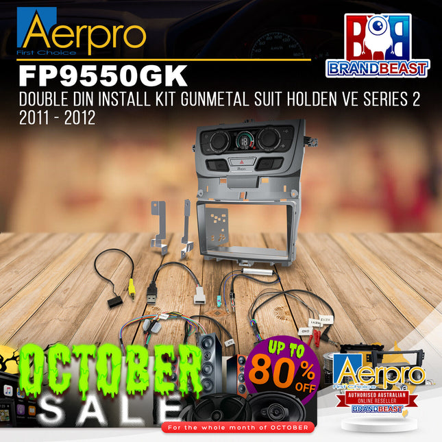 Aerpro FP9550GK Double DIN Install Kit Gunmetal Suit Holden VE Series 2