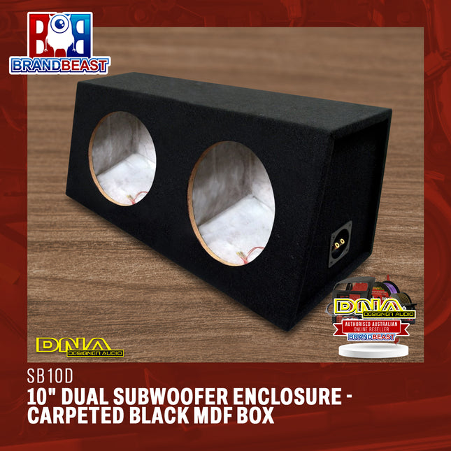 DNA SB10D 10" Dual Subwoofer Enclosure - Carpeted Black MDF Box
