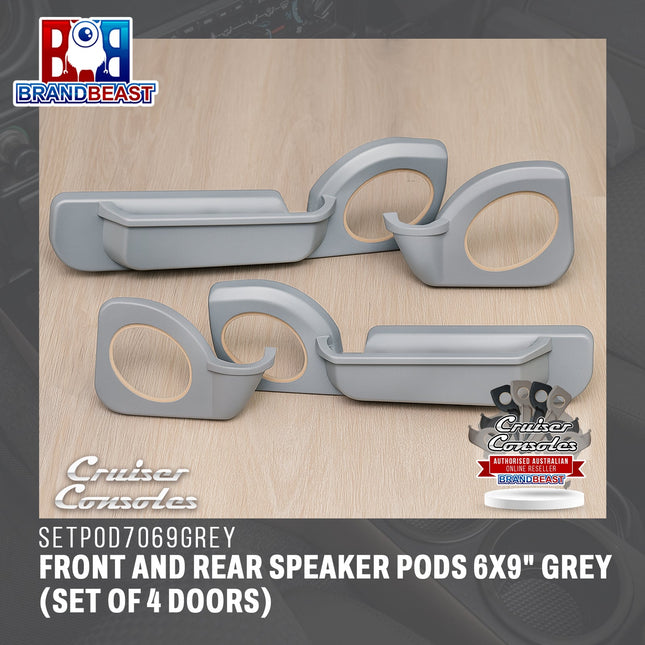 Cruiser Consoles Front and Rear Speaker Pods 6x9" Grey (Set of 4 Doors) | SETPOD7069GREY