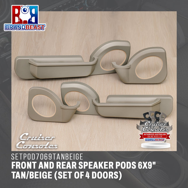 Cruiser Consoles Front and Rear Speaker Pods 6x9" Tan/Beige (Set of 4 Doors) | SETPOD7069TANBEIGE