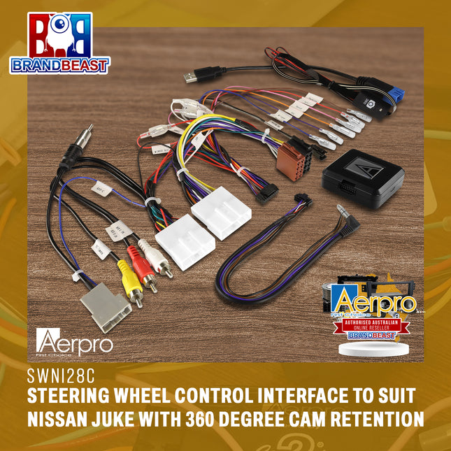 Aerpro SWNI28C Steering Wheel Control Interface To Suit Nissan Juke With 360 Degree Cam Retention