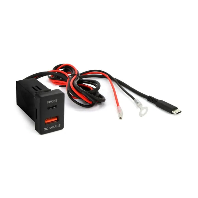 DNA Audio TOYUSB03QC-1M Factory Fit USB-C 1 Metre Lead + QC3.0 USB 12VDC Fast Charger To Suit Small Switch Sockets In Toyota Vehicles - Professional Integration Solution