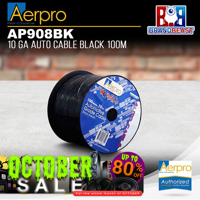 Aerpro AP908BK 100m 10GA Auto Cable Black