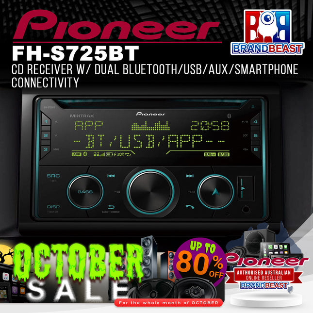 Pioneer FH-S725BT CD Receiver w/ Dual Bluetooth/USB/AUX/Smartphone Connectivity