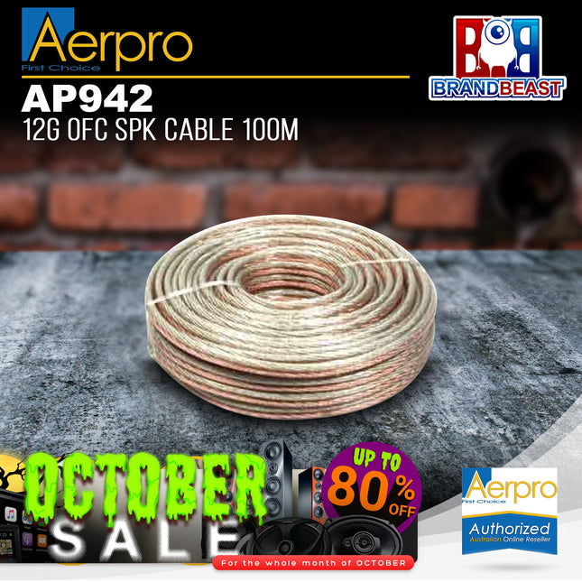 Aerpro AP942 12 Gauge OFC 100m Reel Speaker Cable