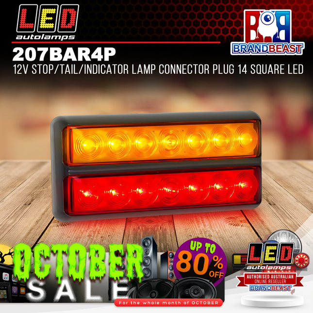 LED Autolamps 207BAR4P 12V Stop/Tail/Indicator Lamp Connector Plug 14 Square LED