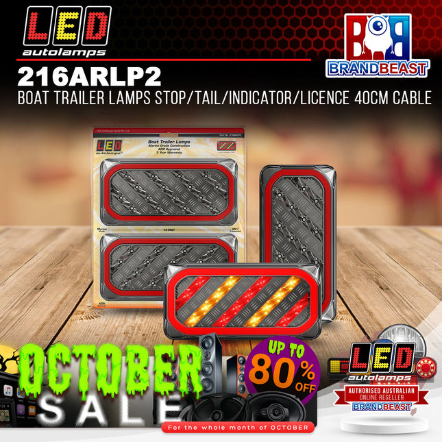 LED Autolamps 216ARLP2 Boat Trailer Lamps Stop/Tail/Indicator/Licence 40cm Cable