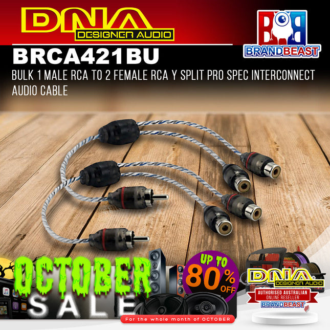 DNA BRCA421BU Blk Rca 1 Male - 2 Fem Y Split Pro Spec Intcon Audio Cable
