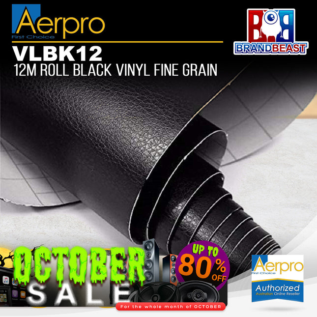 Aerpro VLBK12 12M Roll Black Vinyl Fine Grain