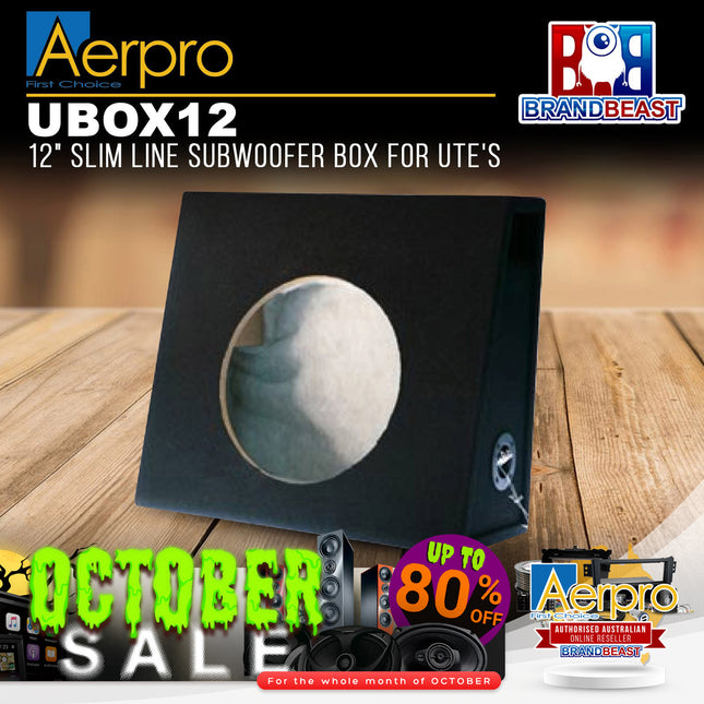Aerpro UBOX12 12" 305mm Slim Line UTE Subwoofer Enclosure Box - Black