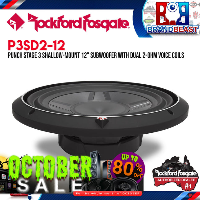 Rockford Fosgate P3SD2-12 Punch 12" P3S Shallow 2-Ohm DVC Subwoofer