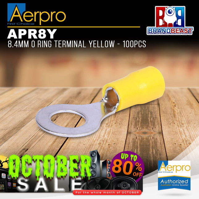 Aerpro APR8Y 8.4mm O Ring Terminal Yellow - 100pcs