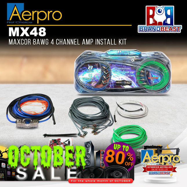 Aerpro MX48 Maxcor 8AWG 4 Channel Amp Install Kit