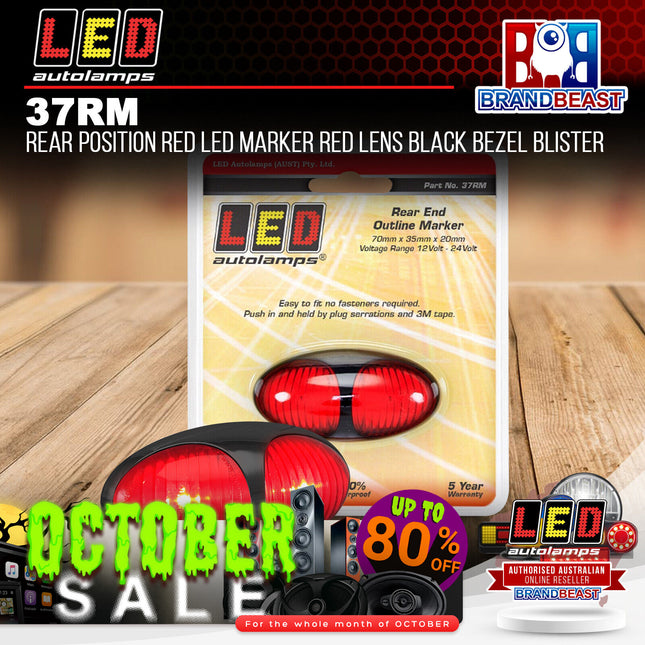 LED Autolamps 37RM Rear Position Red LED Marker Red Lens Black Bezel Blister