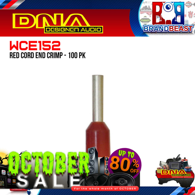 DNA WCE152 1.4mm2 Red Cord End Crimp - 100 Pieces