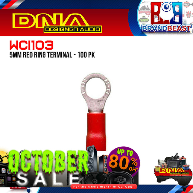 DNA WCI103 5.3mm Red Ring Crimp Terminals - 100 Pieces