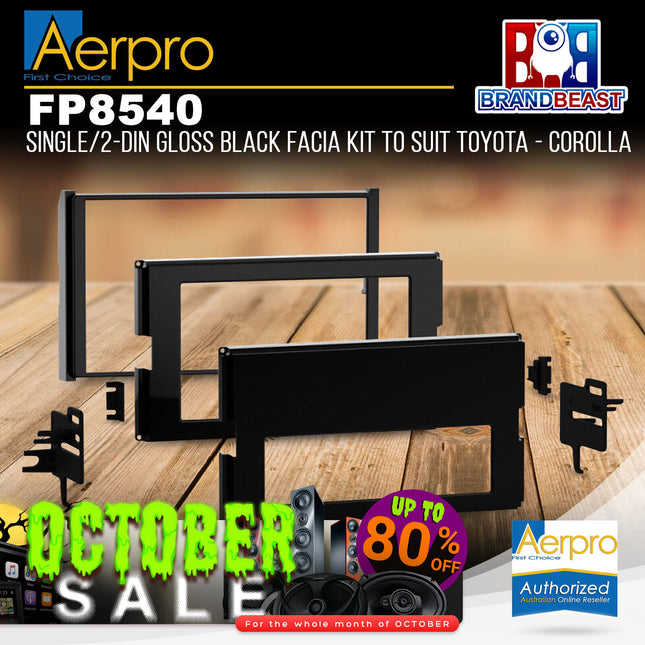 Aerpro FP8540 Single/Double DIN Black Facia Kit Suit Toyota Corolla 2018 - 2022