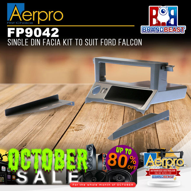 Aerpro FP9042 Single DIN Gun Metal Grey Facia Kit Suit Ford Falcon 2002 - 2008 BA, BF