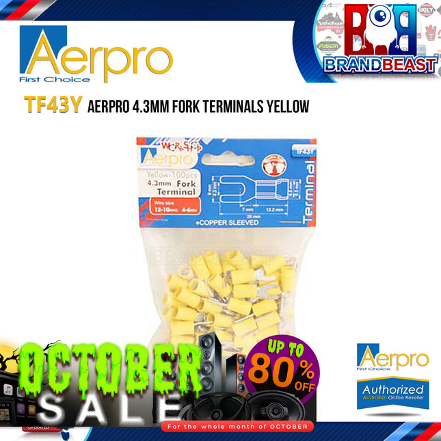 Aerpro Tf43Y 4.3Mm Fork Terminals Yellow